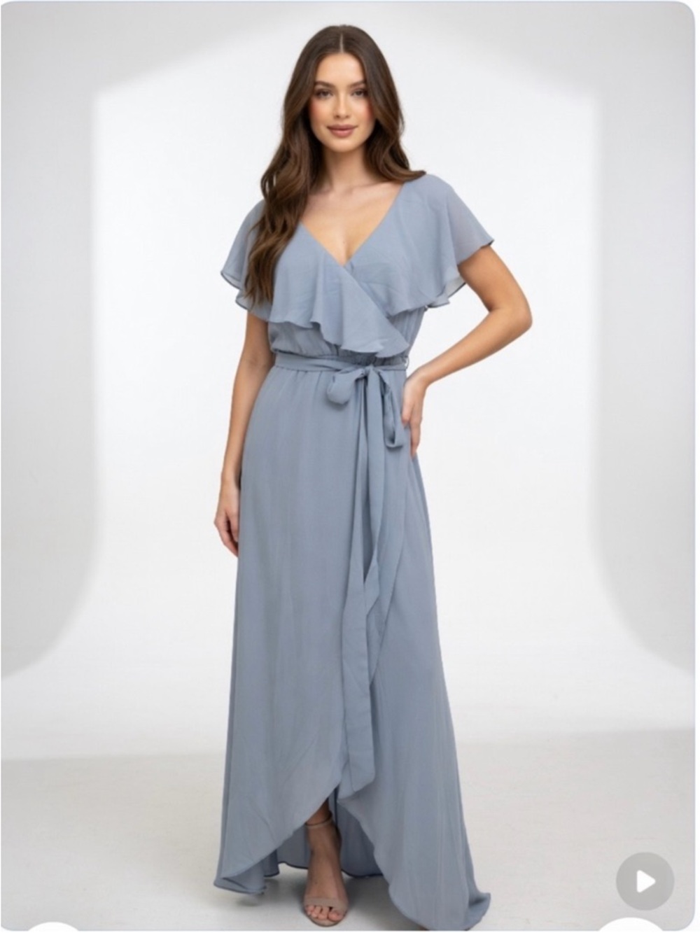 NWT Baltic Born Katya Ruffle Maxi Dress light blue